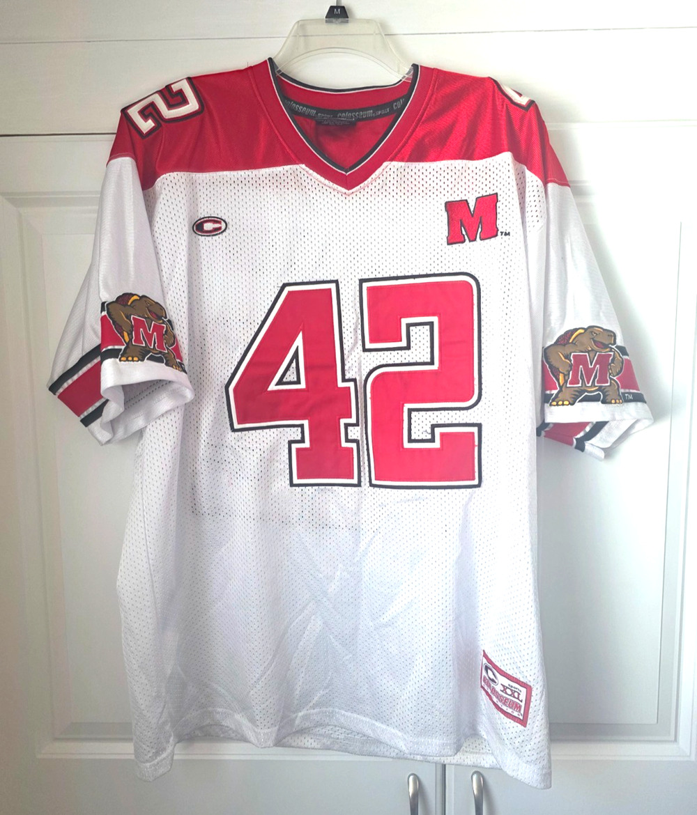 Maryland Terrapins #42 Colosseum White w/ Red Football Jersey 2XL Sewn